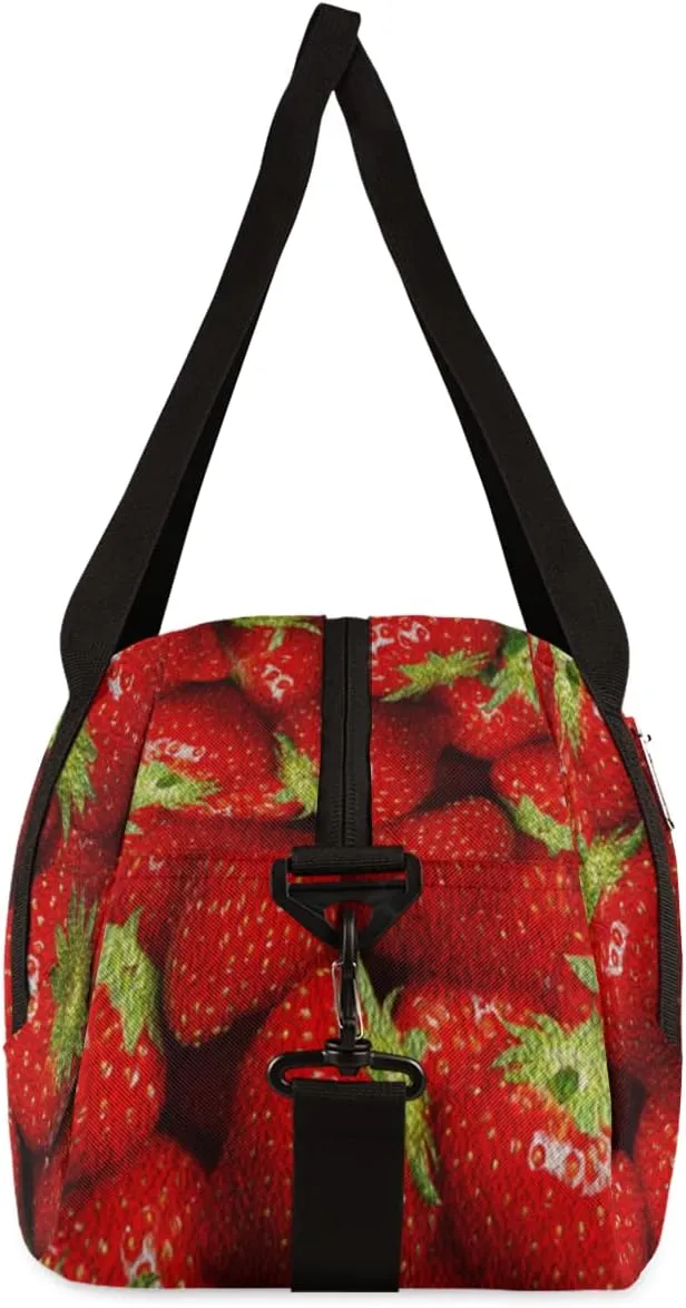 Fruits Strawberry Kids Duffel Bag for Girls Boys Teens, Stawberry Oil Painting Dance Bag Overnight Small Duffel Bag Carry On Weekend Sports Gym Travel Bag for School Practice Gymnastics Ballet