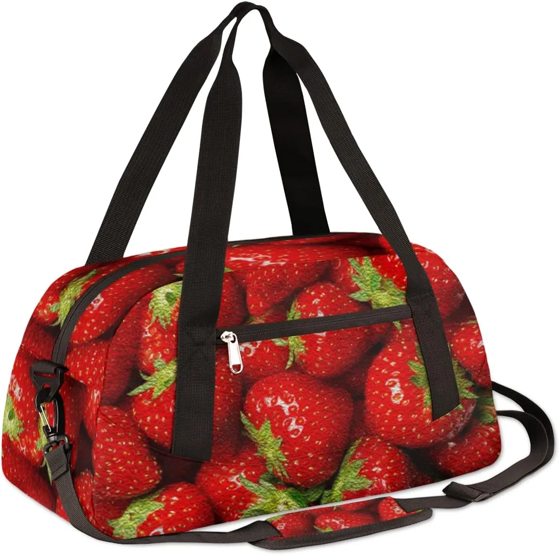 Fruits Strawberry Kids Duffel Bag for Girls Boys Teens, Stawberry Oil Painting Dance Bag Overnight Small Duffel Bag Carry On Weekend Sports Gym Travel Bag for School Practice Gymnastics Ballet