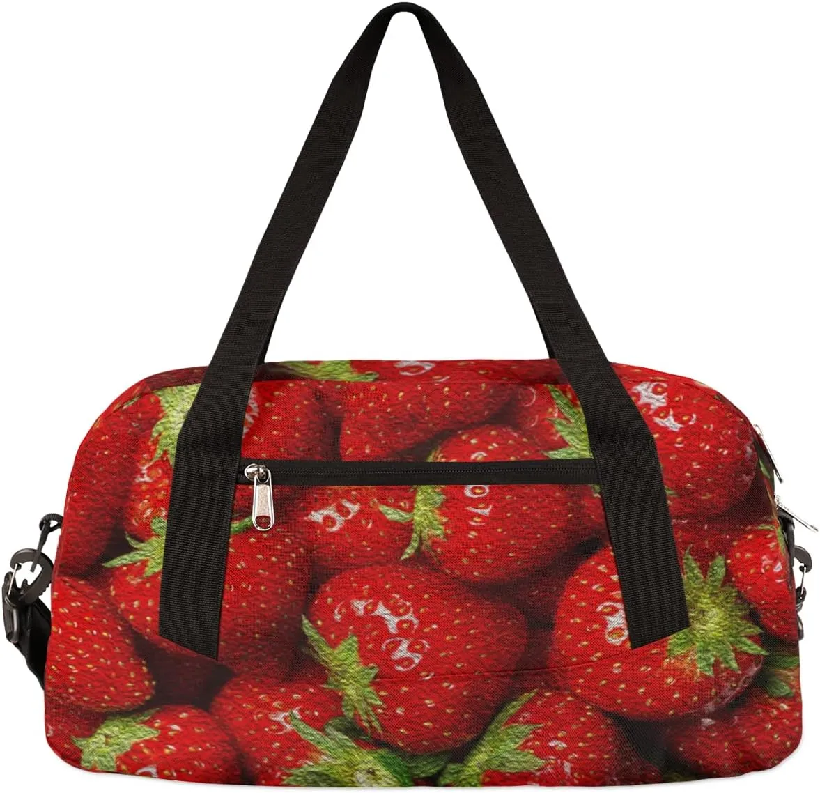 Fruits Strawberry Kids Duffel Bag for Girls Boys Teens, Stawberry Oil Painting Dance Bag Overnight Small Duffel Bag Carry On Weekend Sports Gym Travel Bag for School Practice Gymnastics Ballet