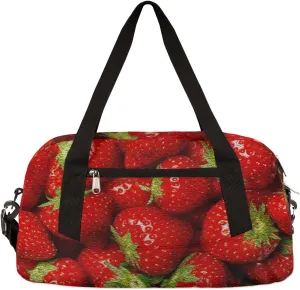 Fruits Strawberry Kids Duffel Bag for Girls Boys Teens, Stawberry Oil Painting Dance Bag Overnight Small Duffel Bag Carry On Weekend Sports Gym Travel Bag for School Practice Gymnastics Ballet