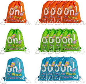 Fun Express Medium Dr. Seuss Oh, the Places You’ll Go Drawstring Bags - 12 Piece