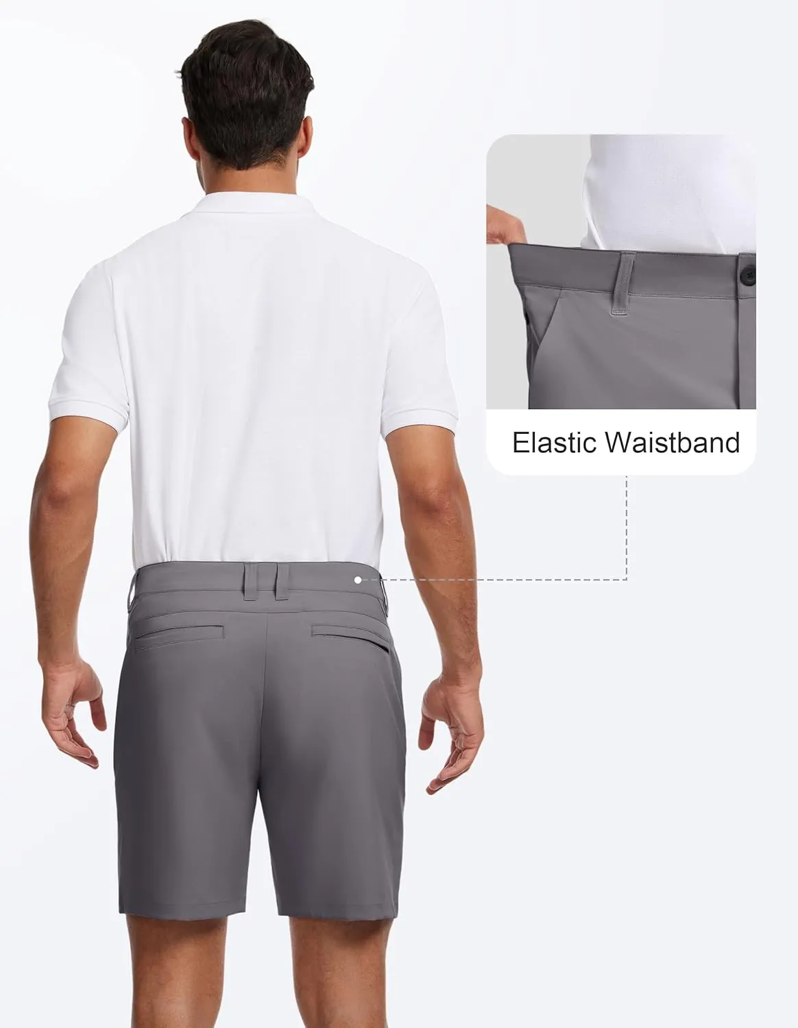 Future Flow Men's Golf Shorts 7 Inch Quick Dry Elastic Waist with Zipper Pockets Casual Dress Shorts for Men Work