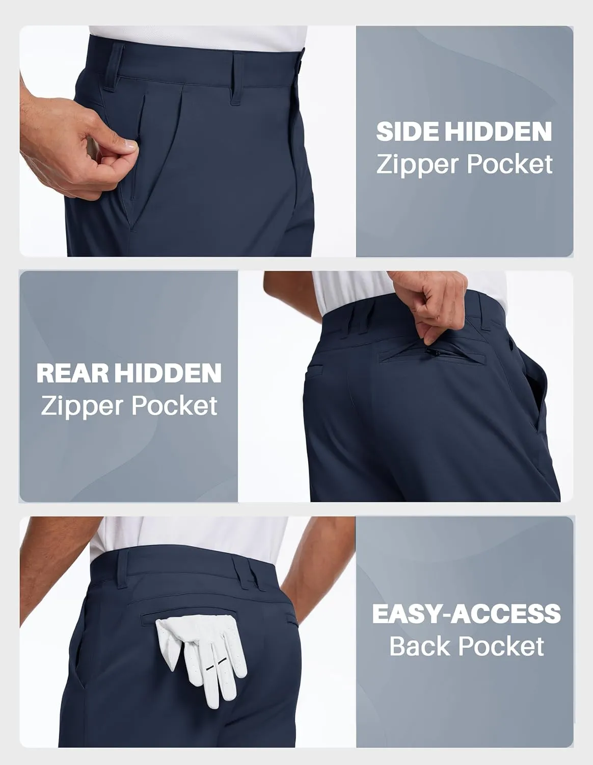 Future Flow Men's Golf Shorts 7 Inch Quick Dry Elastic Waist with Zipper Pockets Casual Dress Shorts for Men Work