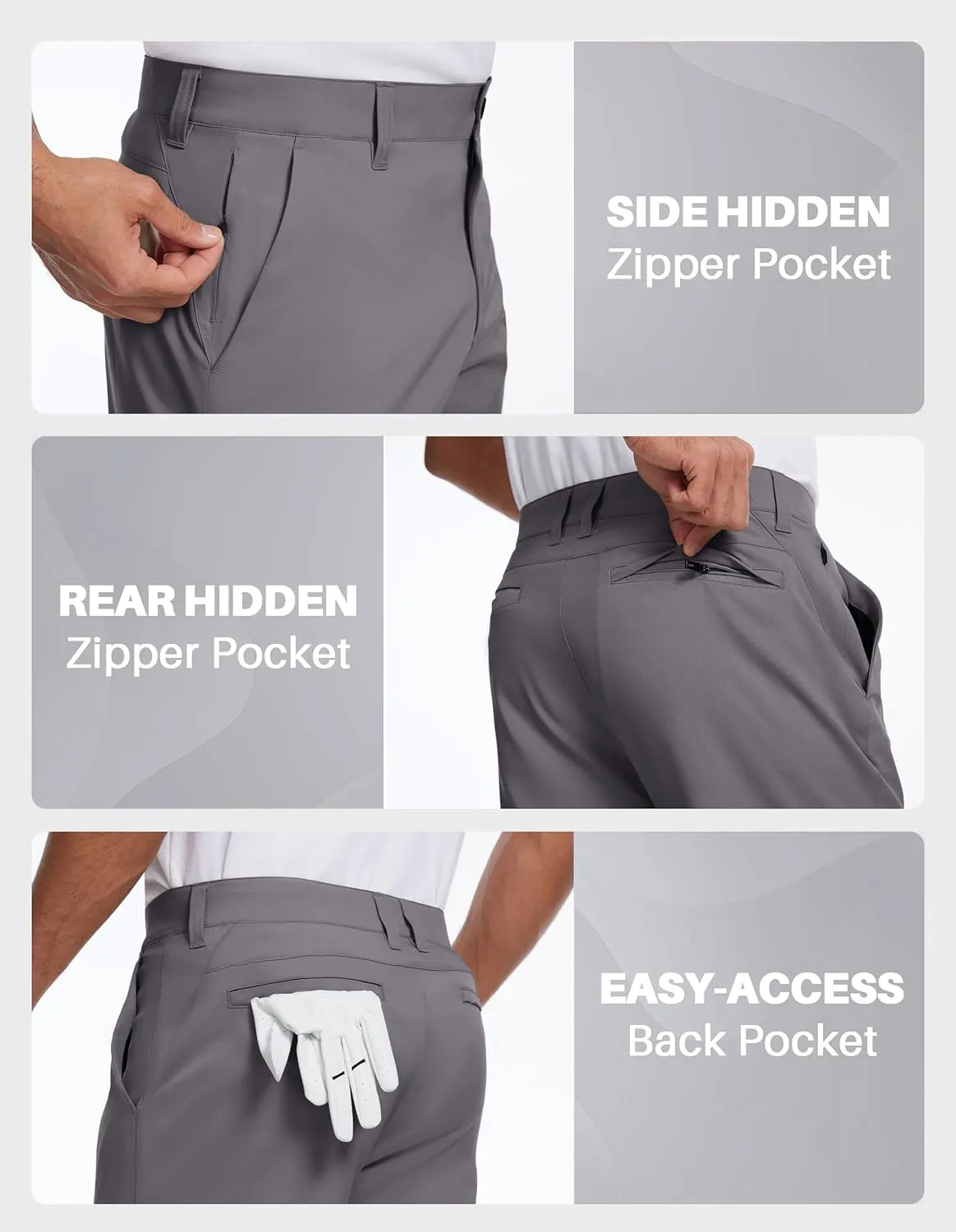 Future Flow Men's Golf Shorts 7 Inch Quick Dry Elastic Waist with Zipper Pockets Casual Dress Shorts for Men Work