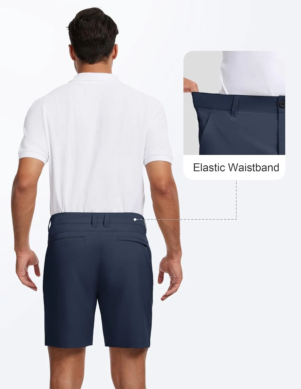 Future Flow Men's Golf Shorts 7 Inch Quick Dry Elastic Waist with Zipper Pockets Casual Dress Shorts for Men Work