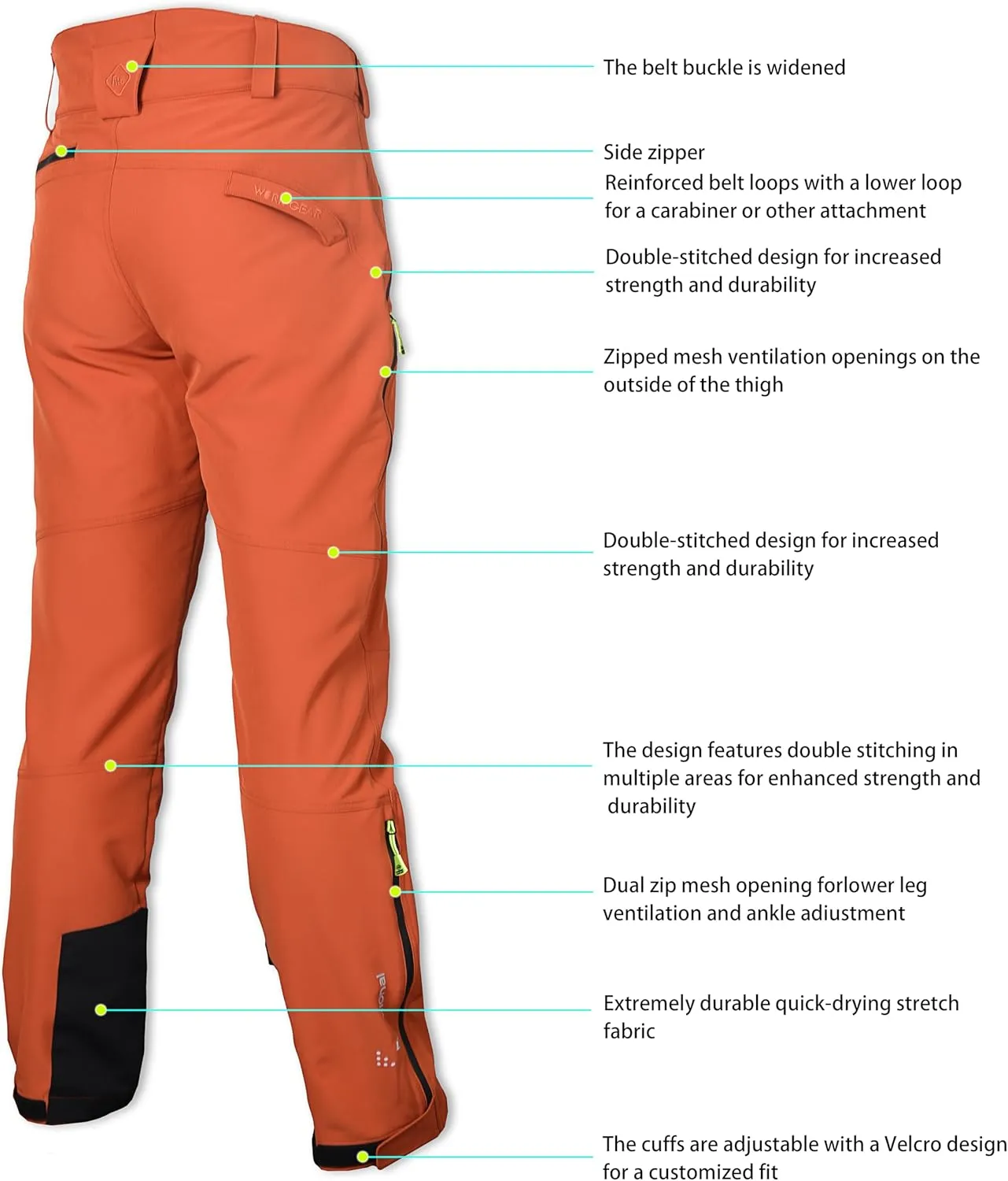 FWG Men's Hiking Pants - Durable Fishing & Work Pants, Ventilated, Multiple Pockets, Design for Outdoors