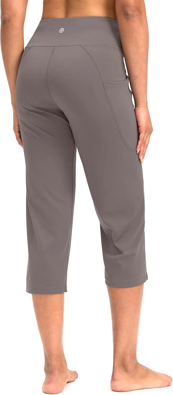 G Gradual Capri Pants for Women High Waist Workout Yoga Pants with Pockets Tummy Control Leggings Crop Straight