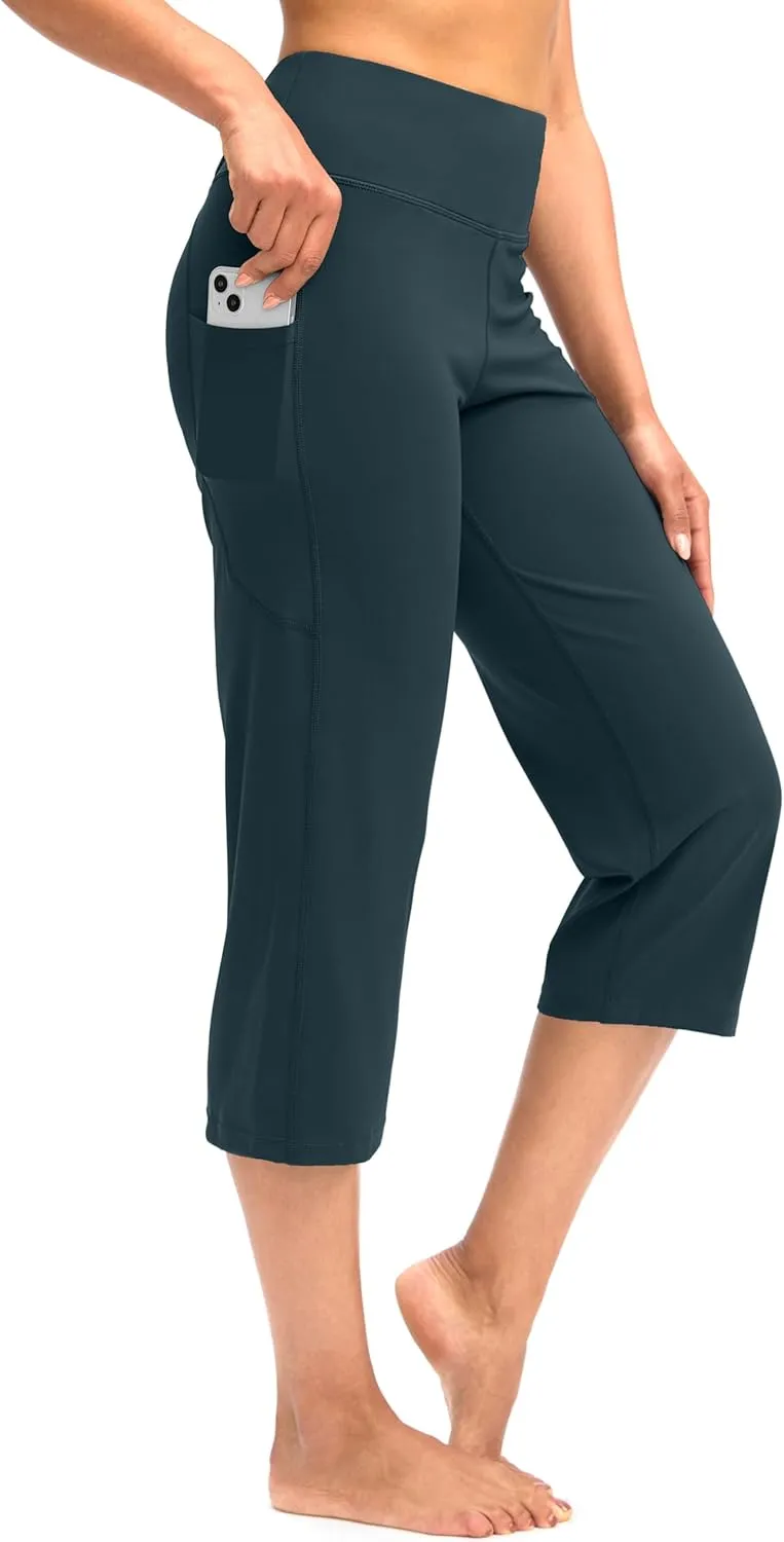 G Gradual Capri Pants for Women High Waist Workout Yoga Pants with Pockets Tummy Control Leggings Crop Straight