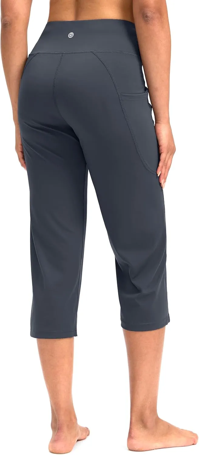G Gradual Capri Pants for Women High Waist Workout Yoga Pants with Pockets Tummy Control Leggings Crop Straight