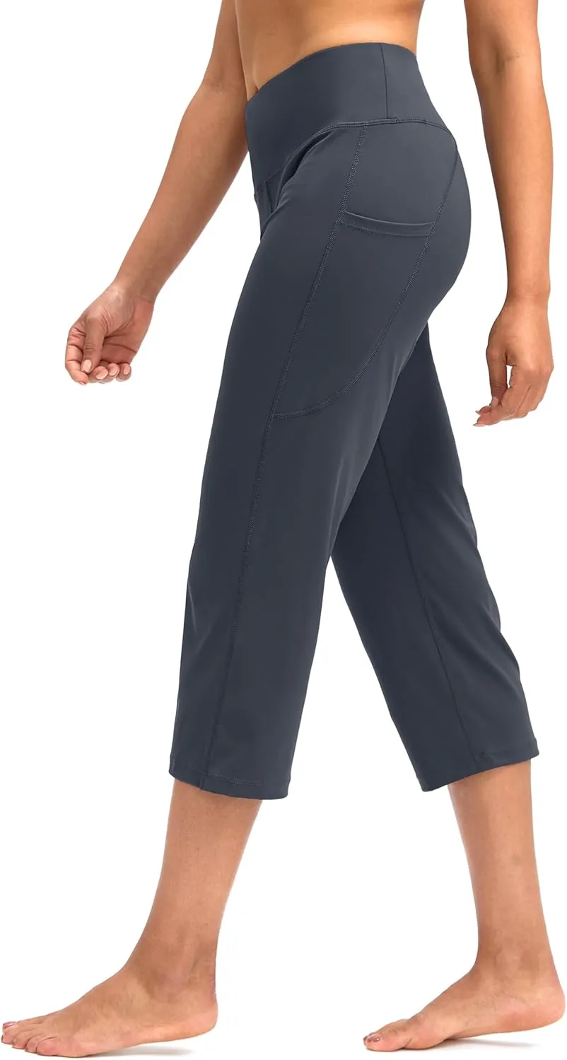 G Gradual Capri Pants for Women High Waist Workout Yoga Pants with Pockets Tummy Control Leggings Crop Straight