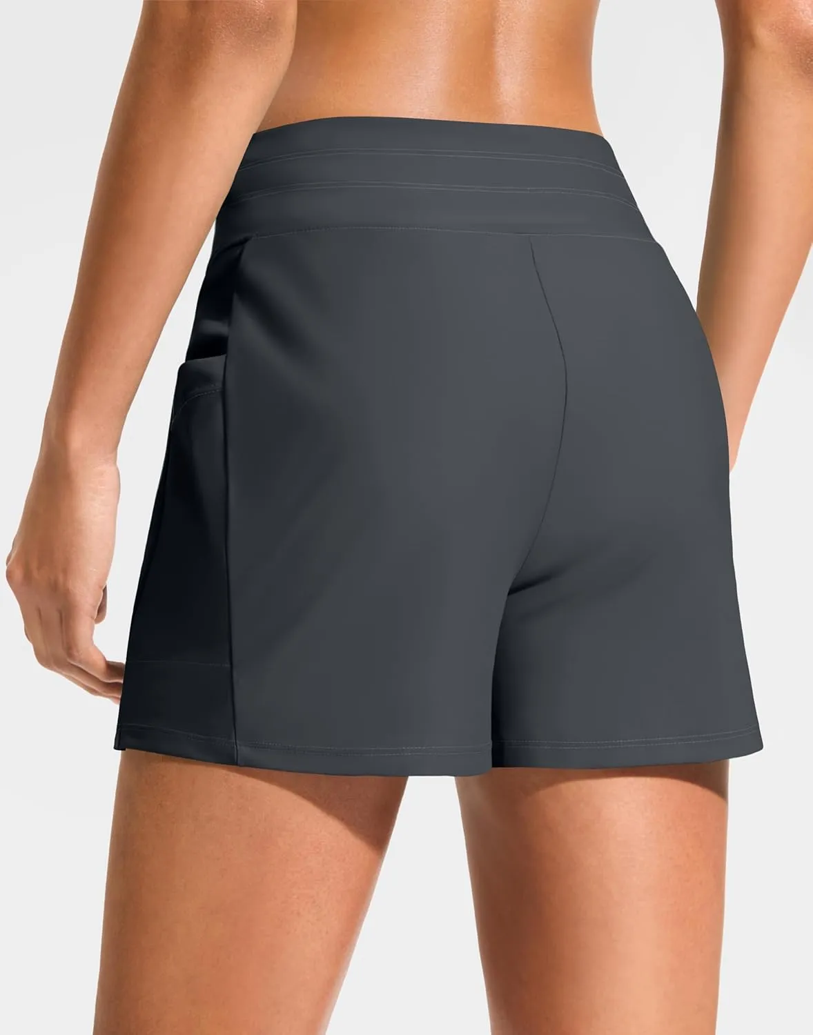 G Gradual Women's 4" High Waisted Swim Board Shorts with Pockets Quick Dry Swimming Swimsuit Bathing Suit Bottoms for Women