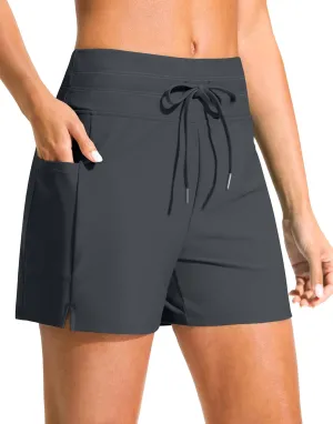 G Gradual Women's 4" High Waisted Swim Board Shorts with Pockets Quick Dry Swimming Swimsuit Bathing Suit Bottoms for Women
