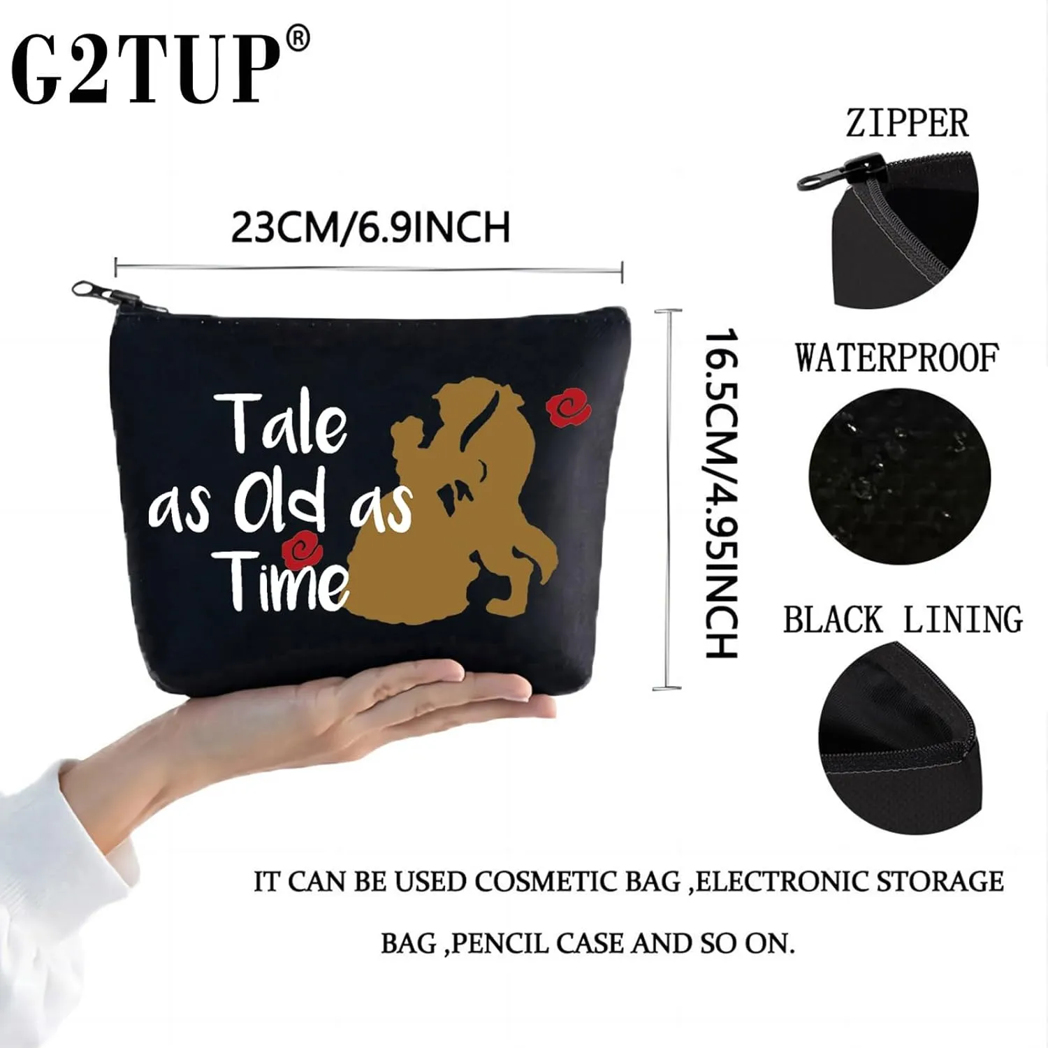G2TUP Beaty Story Inspired Cosmetic Bag Fairy Tales Gift Tale as Old as Time Fans Gift Fairy Tale Merch (Tale makeup bag)