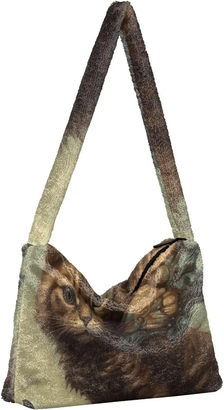 GAIGEO Cute Kitten Hiding in the Pocket Women's Bag, Medium Size Shoulder Bag, Womens Outdoor Bag