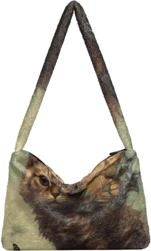 GAIGEO Cute Kitten Hiding in the Pocket Women's Bag, Medium Size Shoulder Bag, Womens Outdoor Bag