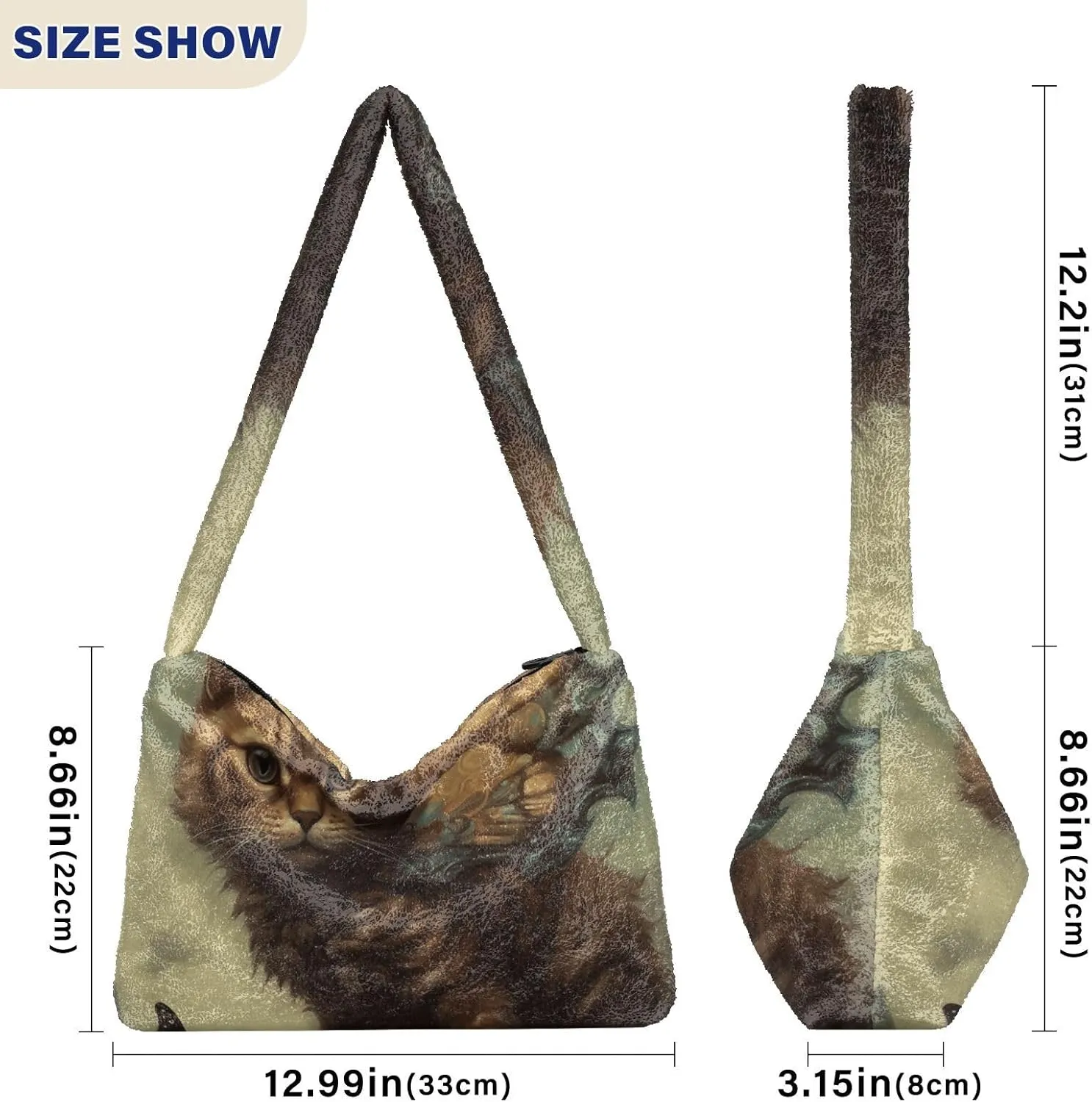 GAIGEO Cute Kitten Hiding in the Pocket Women's Bag, Medium Size Shoulder Bag, Womens Outdoor Bag