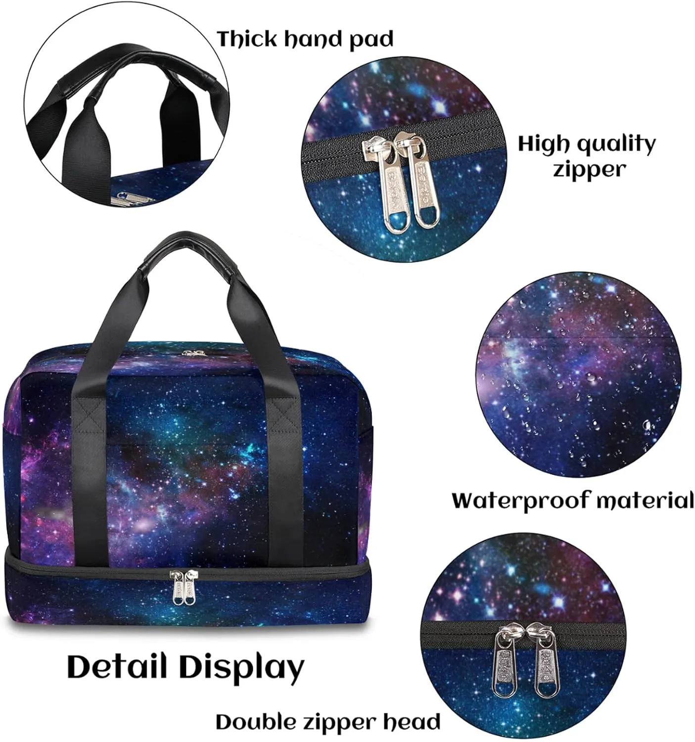 Galaxy Nebula Sports Gym Bag with Shoes Compartment,Universe Outer Space Stars Travel Duffel Bag for Men Women Boys Girls Teens Overnight Weekend Yoga Workout Bag Training Handbag