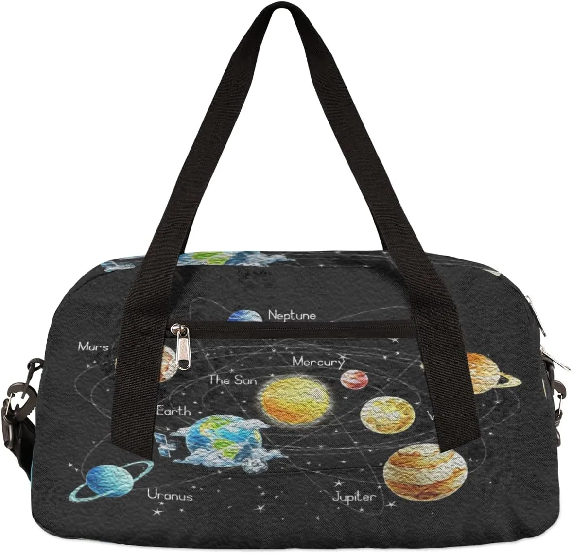 Galaxy Planets Solar System Kids Duffel Bag for Girls Boys Teens, Galaxy Oil Painting Dance Bag Overnight Small Duffel Bag Carry On Weekend Sports Gym Travel Bag for School Practice Gymnastics Ballet