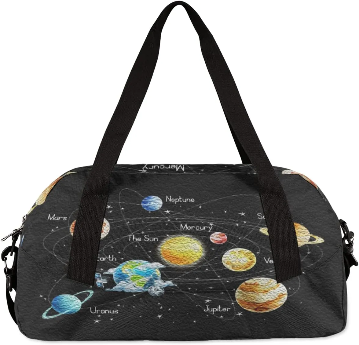 Galaxy Planets Solar System Kids Duffel Bag for Girls Boys Teens, Galaxy Oil Painting Dance Bag Overnight Small Duffel Bag Carry On Weekend Sports Gym Travel Bag for School Practice Gymnastics Ballet