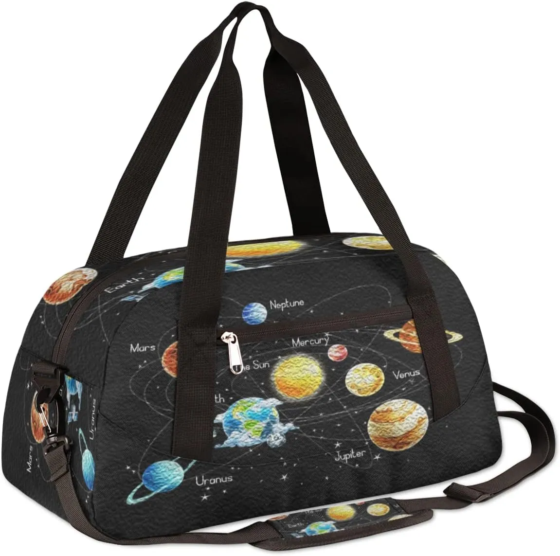 Galaxy Planets Solar System Kids Duffel Bag for Girls Boys Teens, Galaxy Oil Painting Dance Bag Overnight Small Duffel Bag Carry On Weekend Sports Gym Travel Bag for School Practice Gymnastics Ballet