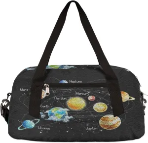 Galaxy Planets Solar System Kids Duffel Bag for Girls Boys Teens, Galaxy Oil Painting Dance Bag Overnight Small Duffel Bag Carry On Weekend Sports Gym Travel Bag for School Practice Gymnastics Ballet