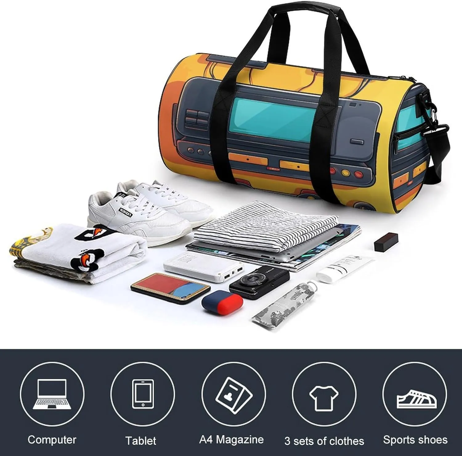 Game Console Gym Bag Small Travel Duffle Bag with Compartment Carry On Weekender Bag for Women Men