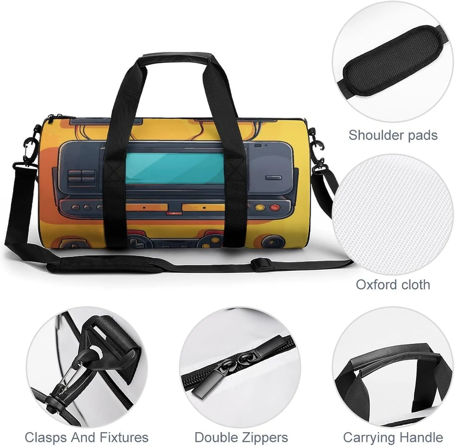 Game Console Gym Bag Small Travel Duffle Bag with Compartment Carry On Weekender Bag for Women Men