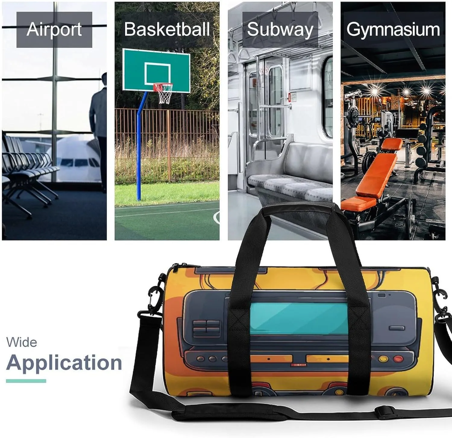 Game Console Gym Bag Small Travel Duffle Bag with Compartment Carry On Weekender Bag for Women Men