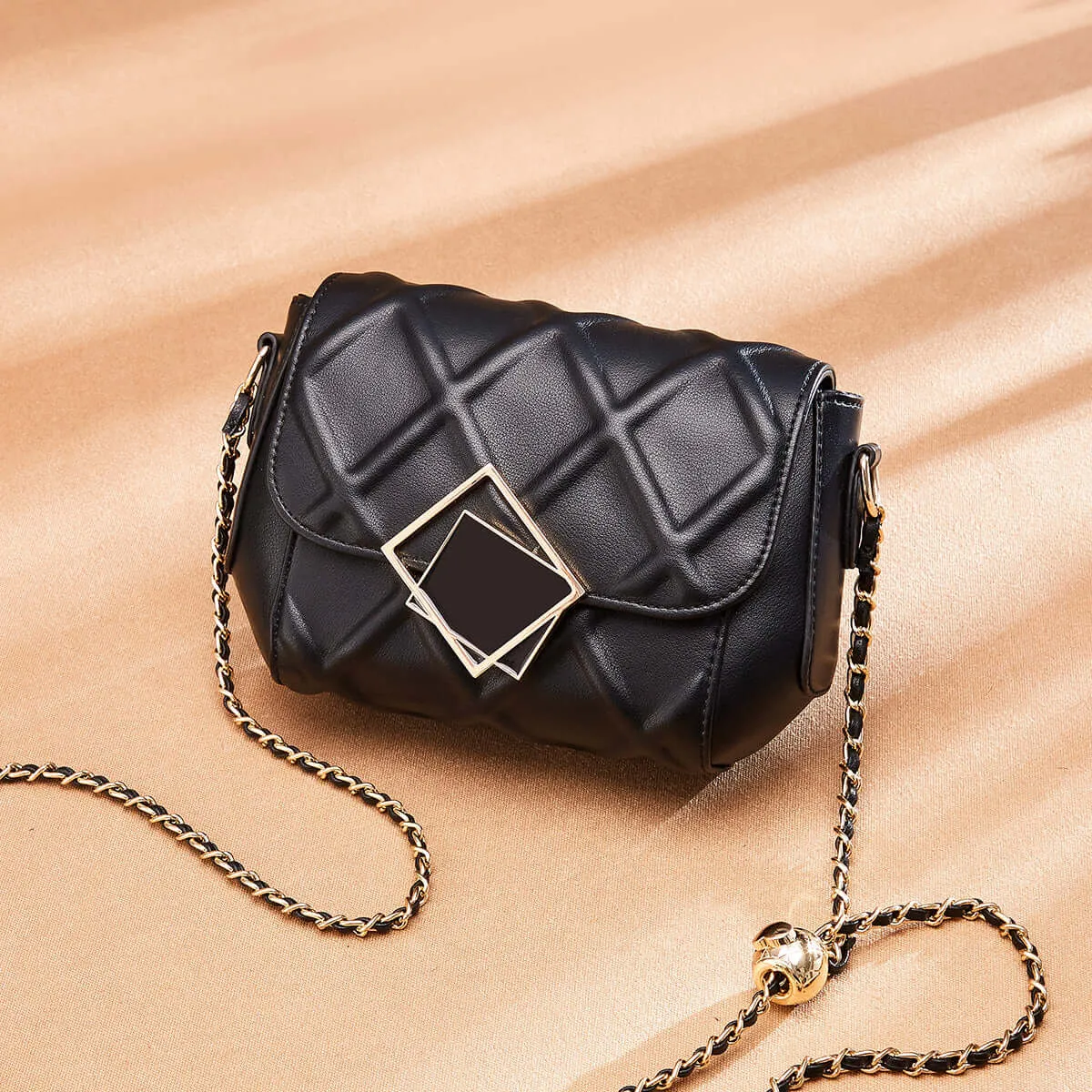 Geometric Bag Shoulder Quilted Customer-approved Lock Secure transactions