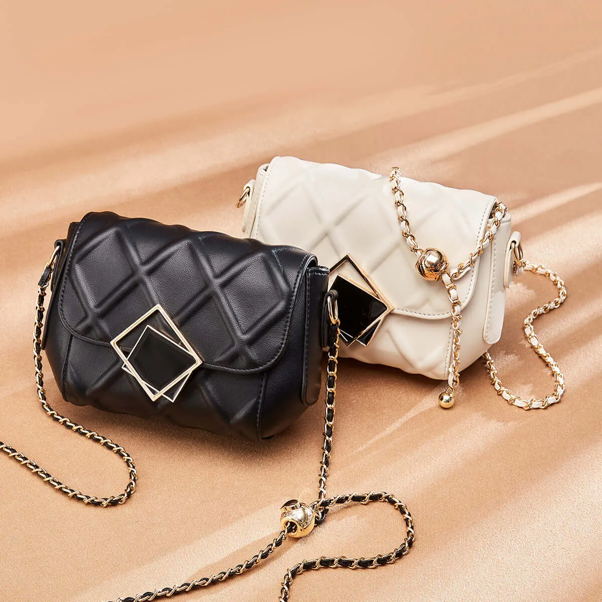 Geometric Bag Shoulder Quilted Customer-approved Lock Secure transactions