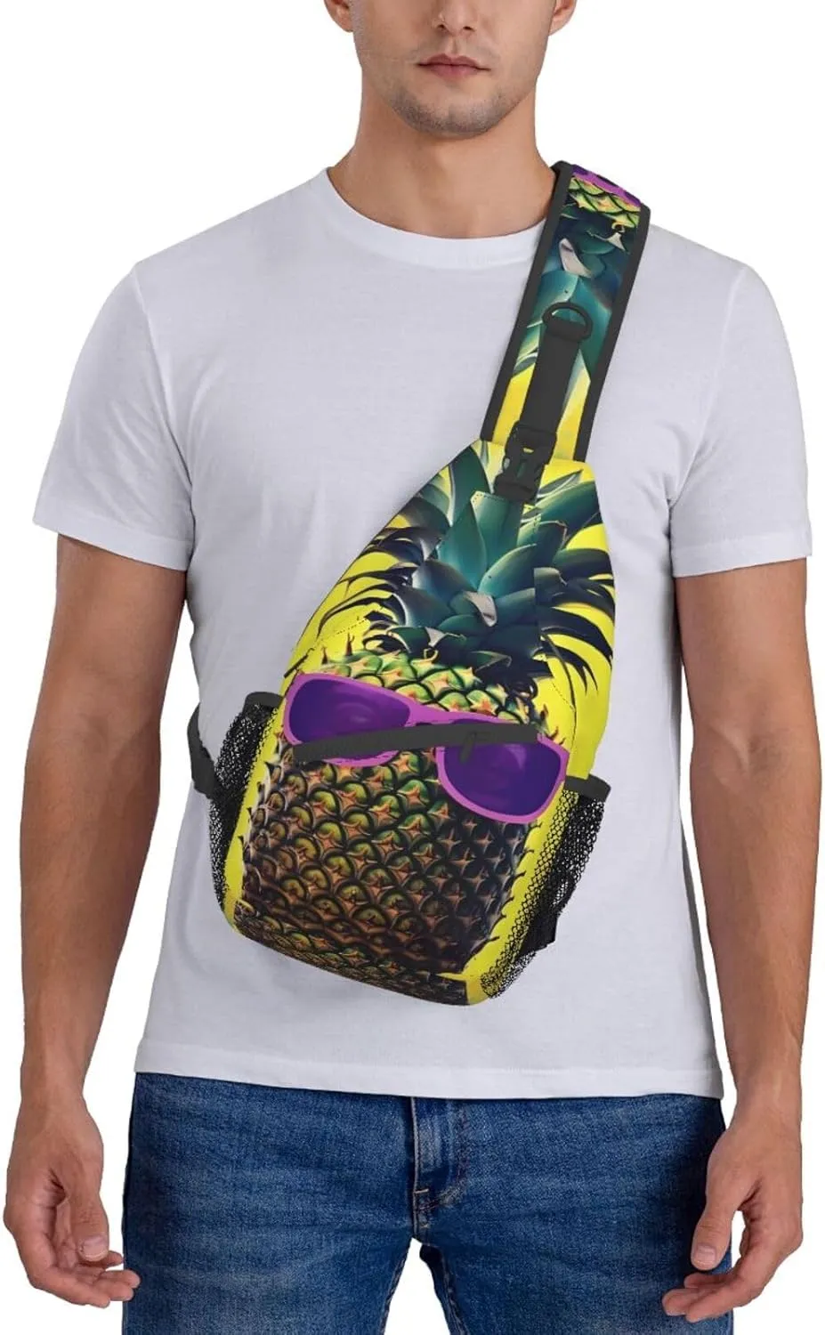 GeRRiT Psych Pineapple Quote Print Small Backpack Sling Bag For Women Men, Chest Bag Daypack Crossbody For Travel Sport