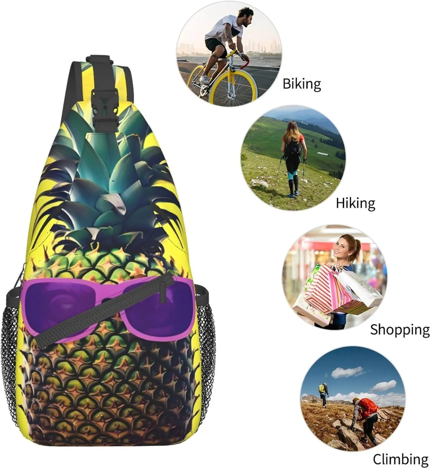 GeRRiT Psych Pineapple Quote Print Small Backpack Sling Bag For Women Men, Chest Bag Daypack Crossbody For Travel Sport