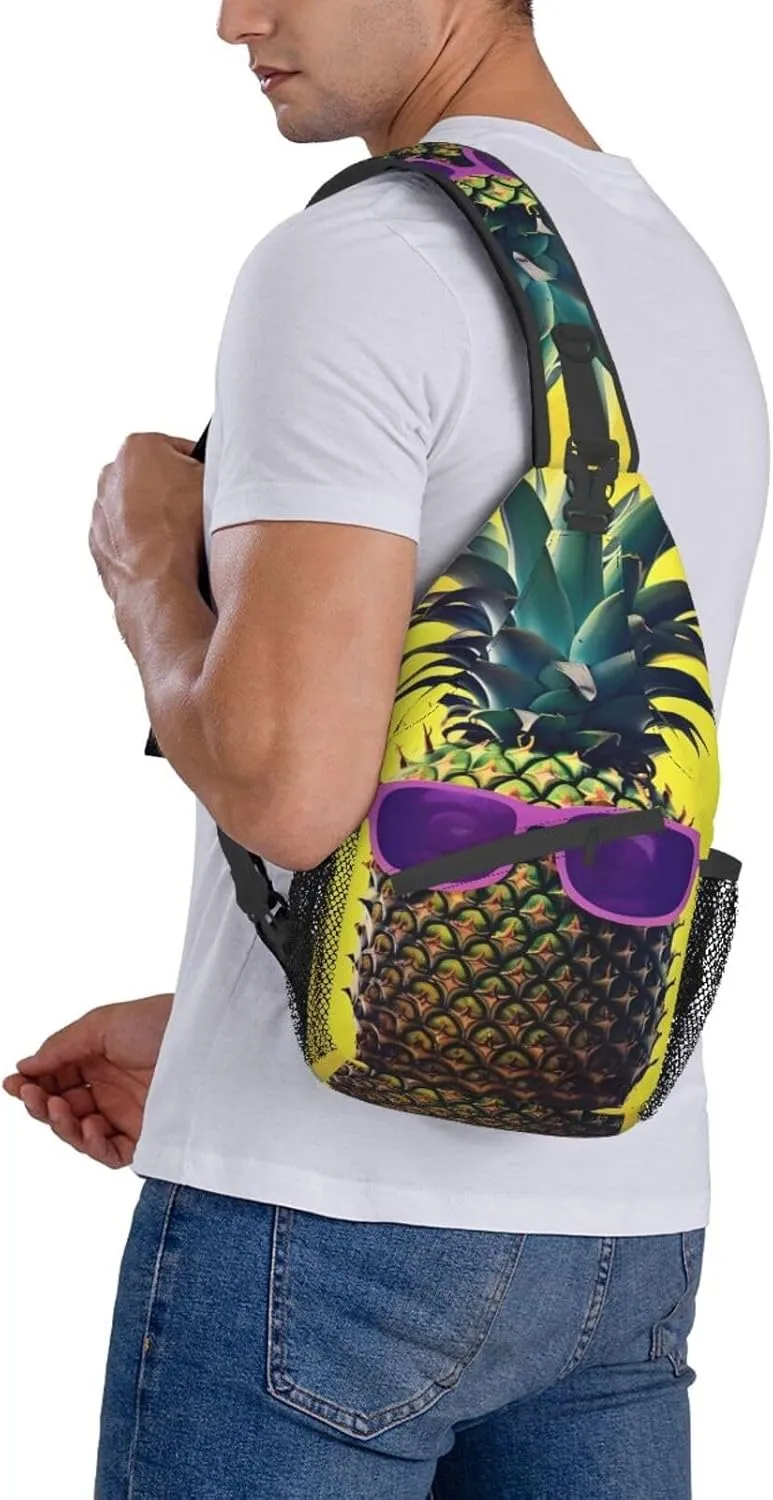 GeRRiT Psych Pineapple Quote Print Small Backpack Sling Bag For Women Men, Chest Bag Daypack Crossbody For Travel Sport
