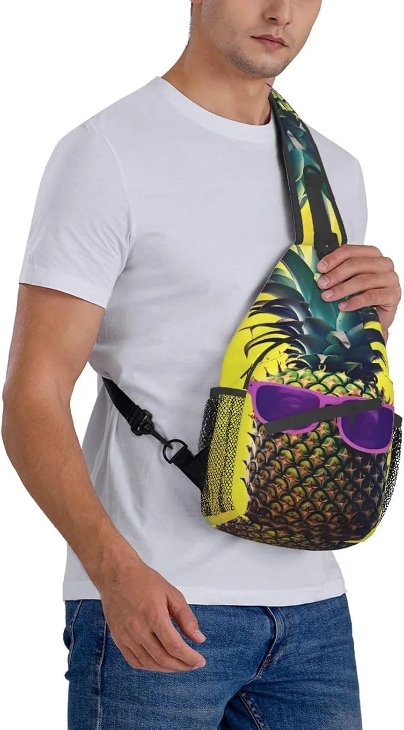 GeRRiT Psych Pineapple Quote Print Small Backpack Sling Bag For Women Men, Chest Bag Daypack Crossbody For Travel Sport