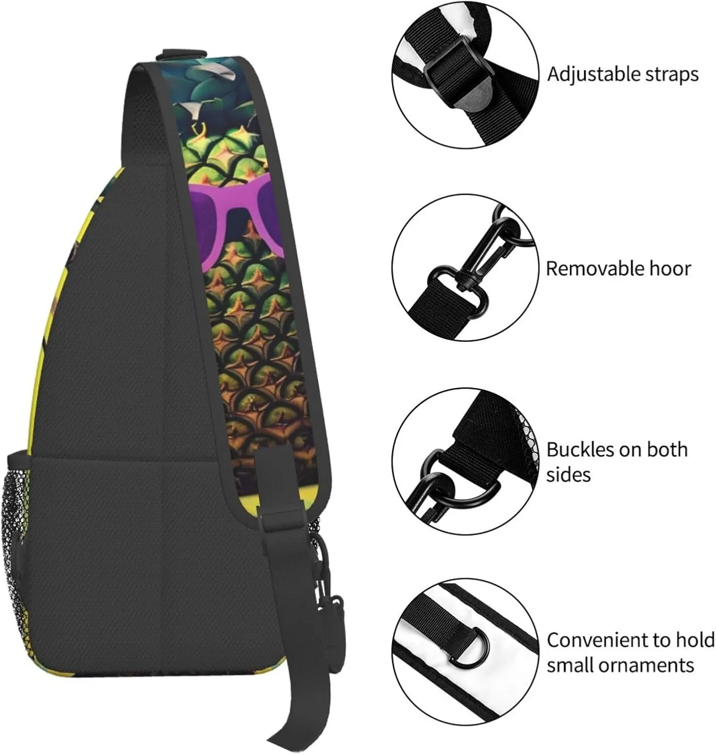 GeRRiT Psych Pineapple Quote Print Small Backpack Sling Bag For Women Men, Chest Bag Daypack Crossbody For Travel Sport