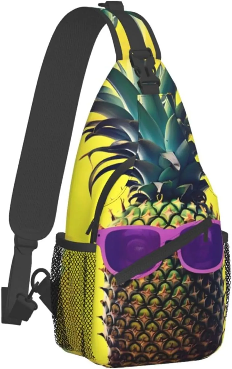 GeRRiT Psych Pineapple Quote Print Small Backpack Sling Bag For Women Men, Chest Bag Daypack Crossbody For Travel Sport