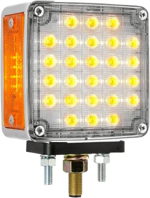 GG Grand General 74713 Square Smart Dynamic Double Face Amber/Red LED Pedestal Light w/Clear Lens for Truck, Towing, Trailer, RV and Bus, Passenger Side