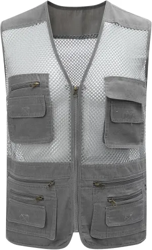 Gihuo Men's Utility Vest Fishing Safari Vest Summer Travel Vest with Pockets