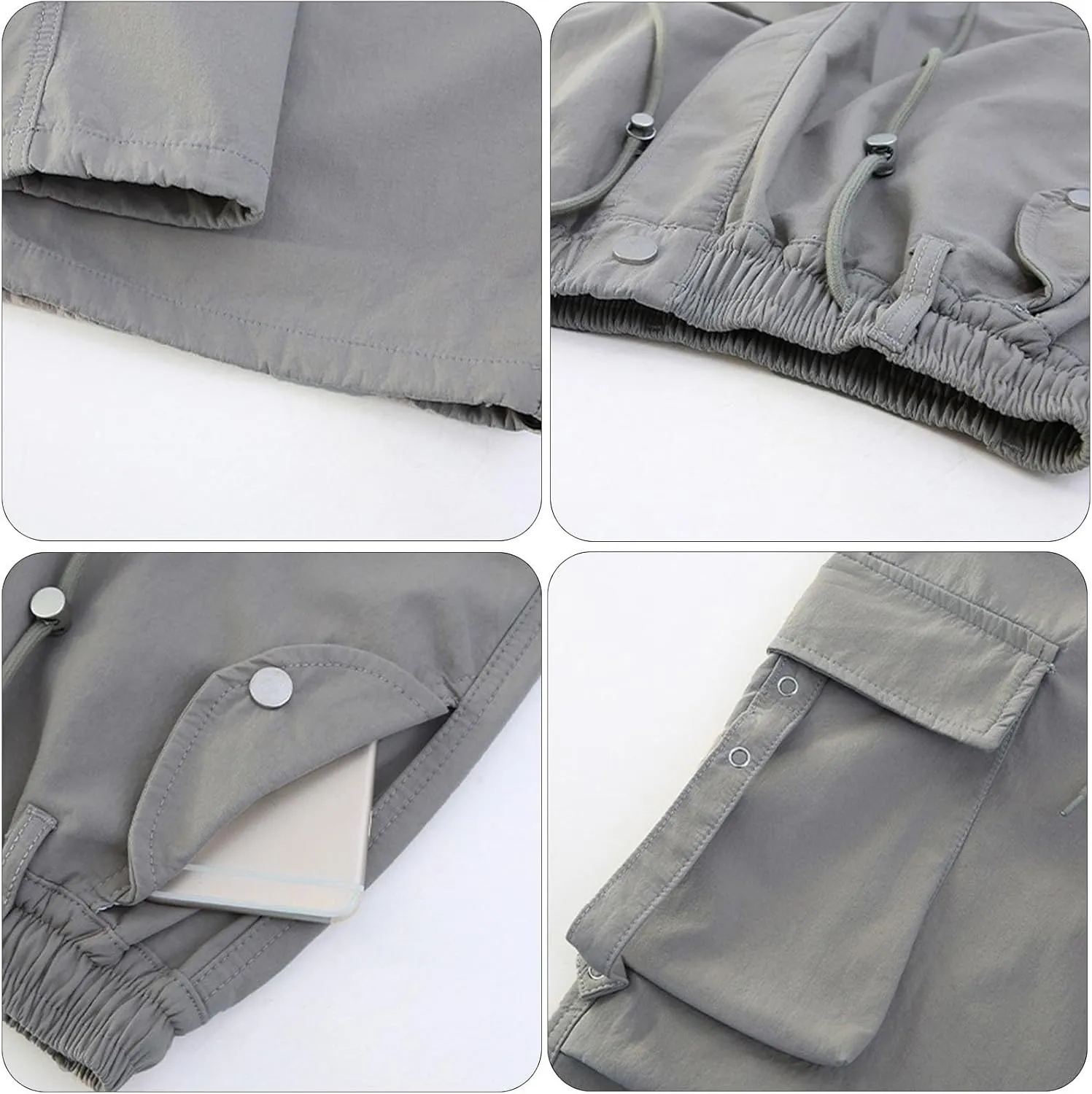Girls Parachute Cargo Pants Y2K Straight Baggy Cargo Hiking Pants High Waist Adjustable Wide Leg Casual Joggers with Pockets