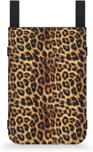 Gomyblomy Leopard Print Crutch Accessories Bag Adjustable Crutch Carrying Pouch with Drink Holder and Pockets for Seniors Adults Lightweight Walker Storage Bag
