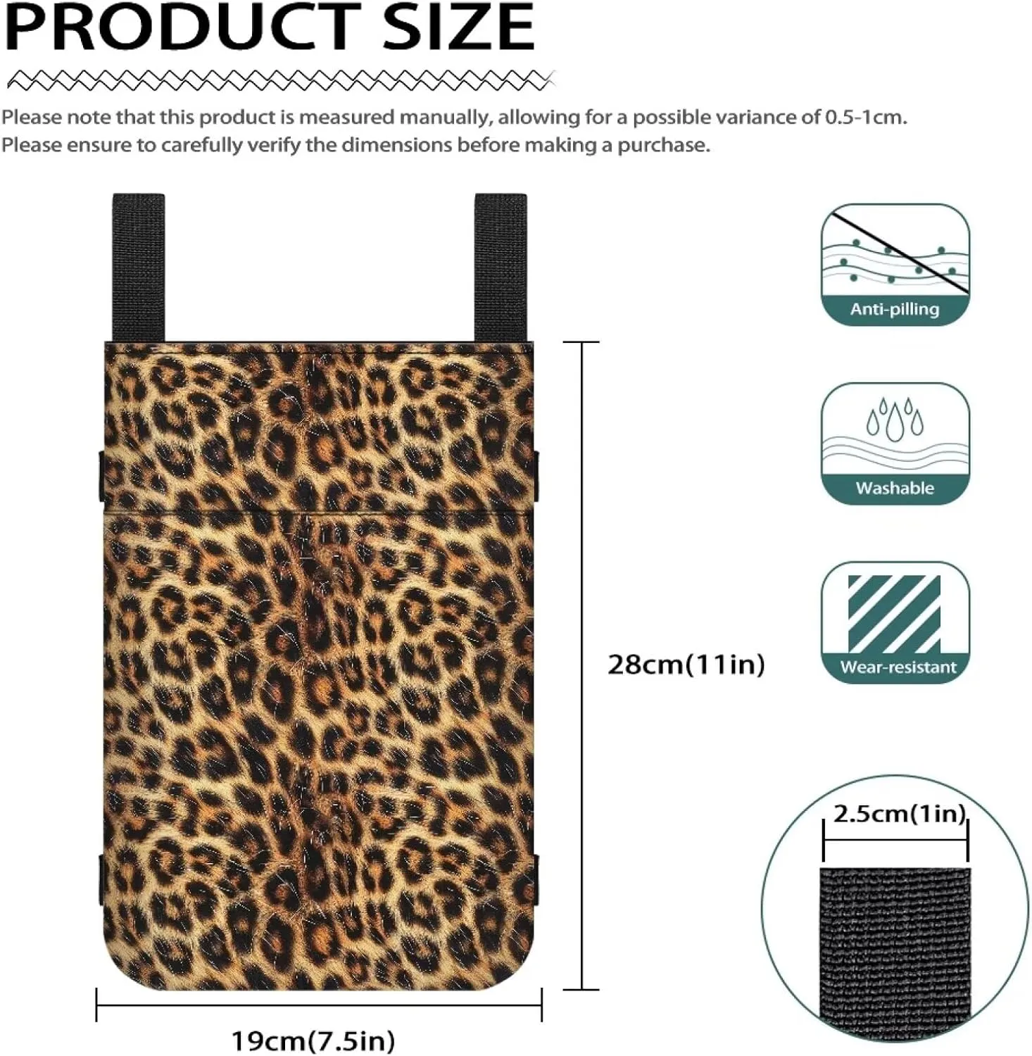 Gomyblomy Leopard Print Crutch Accessories Bag Adjustable Crutch Carrying Pouch with Drink Holder and Pockets for Seniors Adults Lightweight Walker Storage Bag