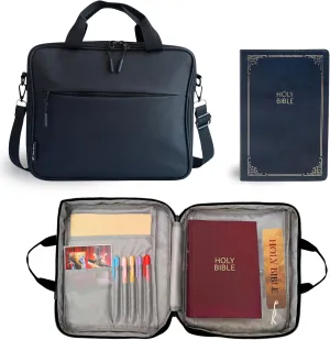 Go.Ve.U Large Bible Cover Shoulder Strap Bible Carrying Case for Women and Men Zippered Pocket Water-Resistant Bible Bag