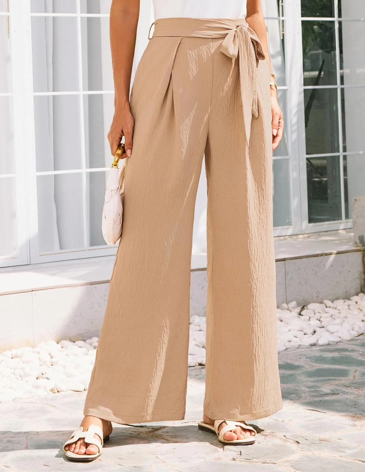 GRACE KARIN Women's Wide Leg Pants 2025 High Waist Adjustable Pleated Trousers Business Casual Pants