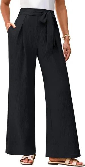 GRACE KARIN Women's Wide Leg Pants 2025 High Waist Adjustable Pleated Trousers Business Casual Pants