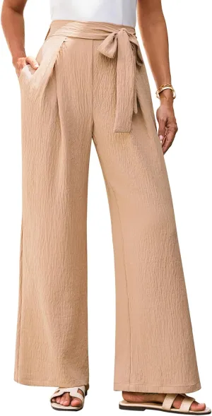 GRACE KARIN Women's Wide Leg Pants 2025 High Waist Adjustable Pleated Trousers Business Casual Pants