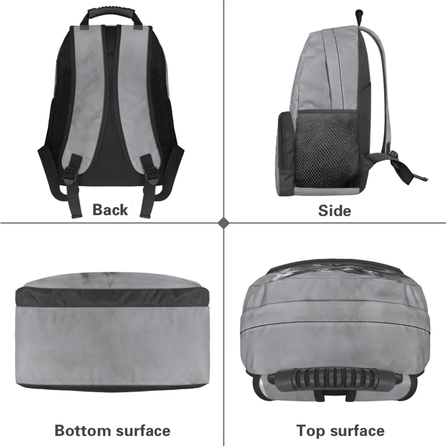Gray Wolf Print 4 Pcs School Backpack Set for Kids Bookbag Spacious Elementary Student Daypack Lunch Box Pen Case Water Bottle Carrying Bag Rucksack for Boys Girls