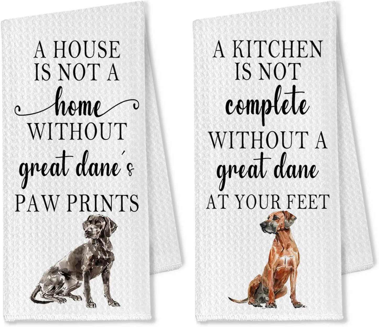 Great Dane Gifts Kitchen & Bath Towels Set - 2 x 16x24 Inch Dog Decorative Hand & Tea Towels