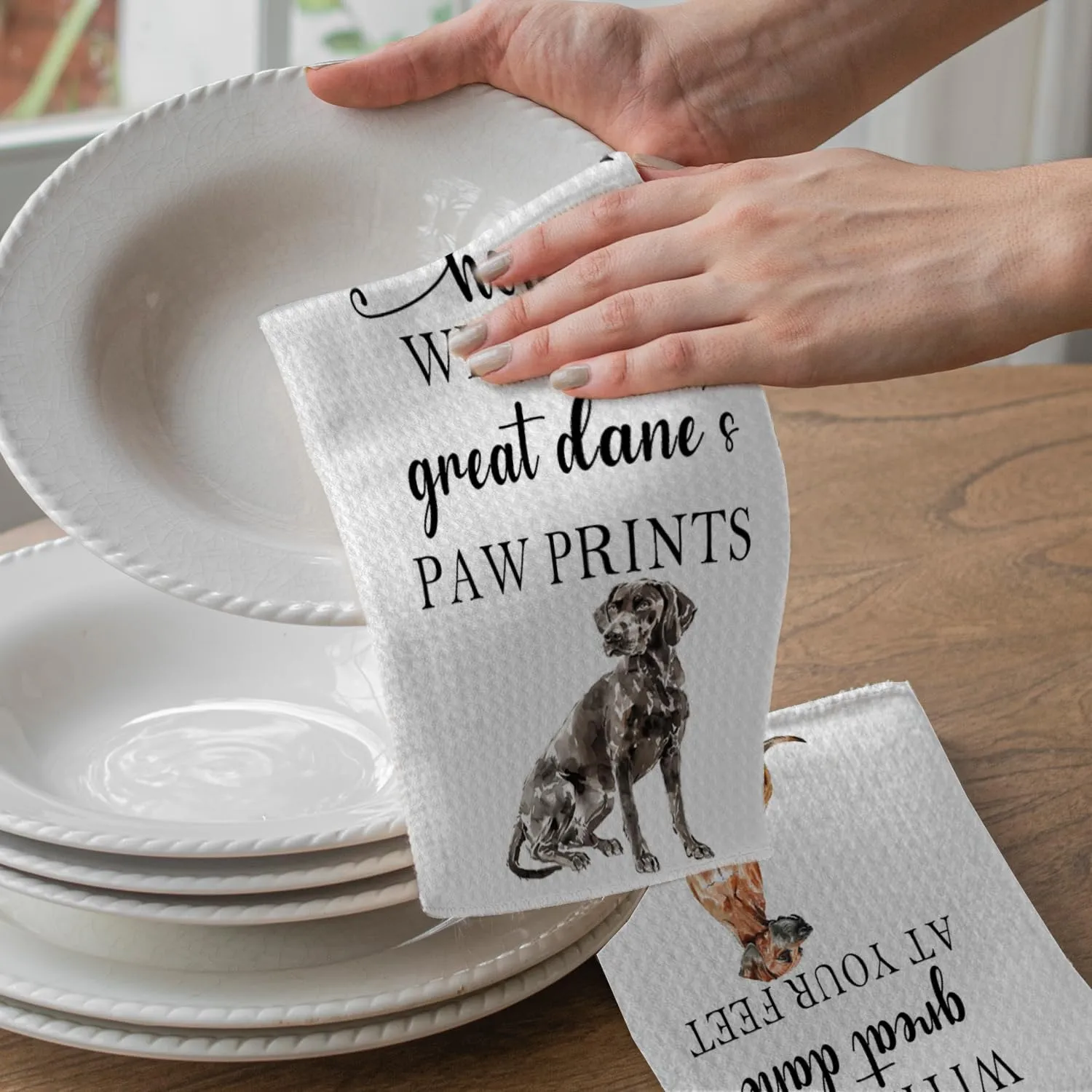 Great Dane Gifts Kitchen & Bath Towels Set - 2 x 16x24 Inch Dog Decorative Hand & Tea Towels