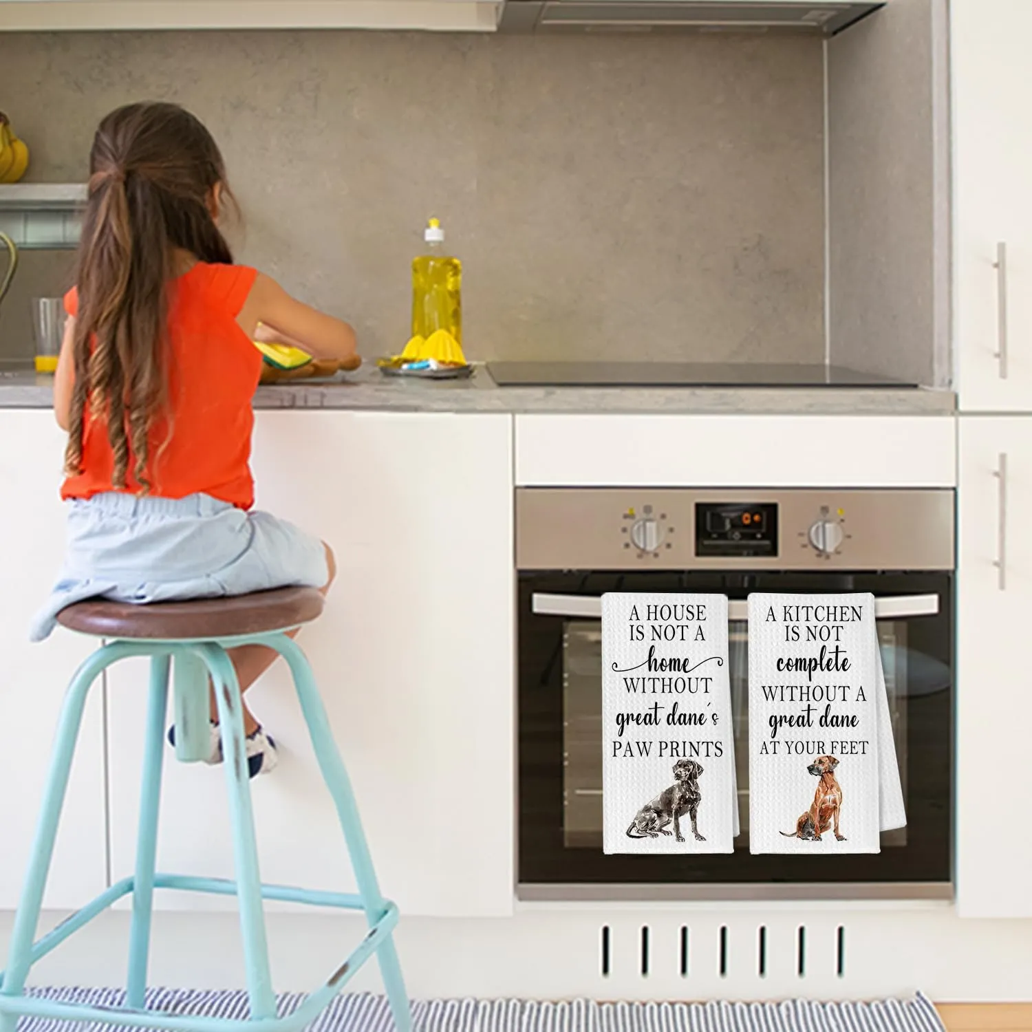 Great Dane Gifts Kitchen & Bath Towels Set - 2 x 16x24 Inch Dog Decorative Hand & Tea Towels