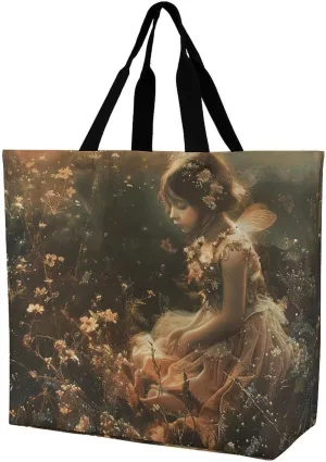 Grocery Bag Reusable Tote Bag Foldable On Flowering Tree Shopping Bag Handbag Washable Shoulder Bag for Travel